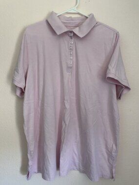 Woman Within 2X 26/28 Women's Plus Size Solid Light Pink Collared Shirt Top